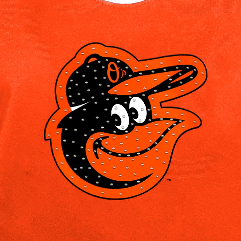 Women's New Era Orange Baltimore Orioles Game Day Rhinestone V-Neck T-Shirt