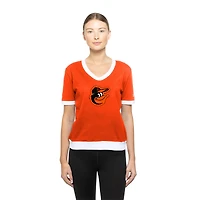 Women's New Era  Orange Baltimore Orioles Game Day Rhinestone V-Neck T-Shirt