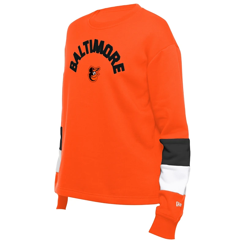 Women's New Era  Orange Baltimore Orioles Gameday Crewneck Sweatshirt