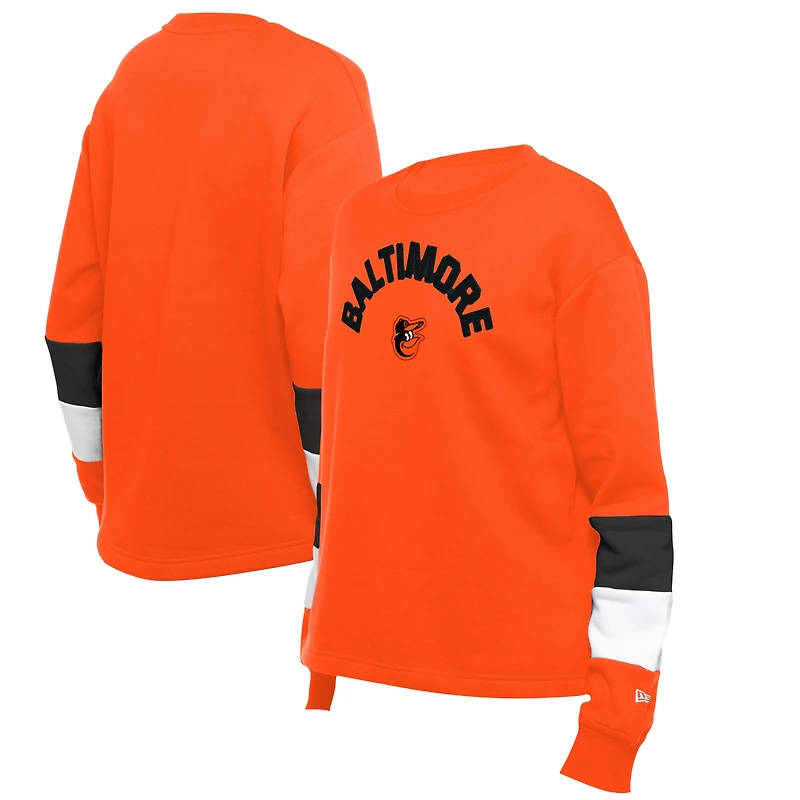 Women's New Era Orange Baltimore Orioles Gameday Crewneck Sweatshirt
