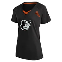 Women's Profile  Black Baltimore Orioles Plus Glitter Raglan V-Neck T-Shirt