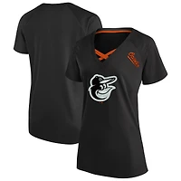 Women's Profile  Black Baltimore Orioles Plus Glitter Raglan V-Neck T-Shirt