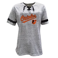 Women's Profile Heather Gray Baltimore Orioles Lace-Up Fleck T-Shirt