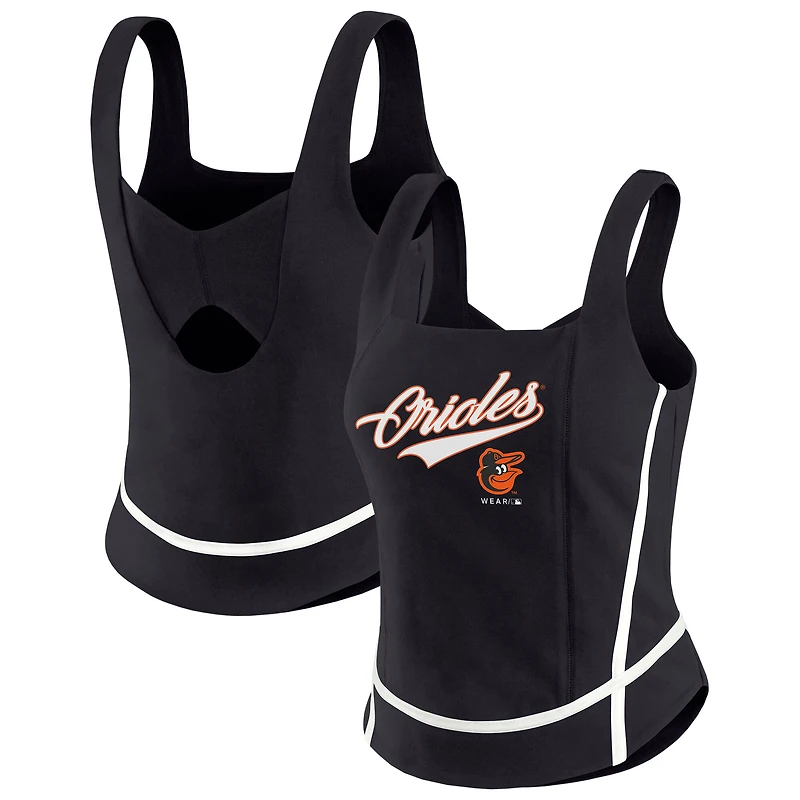 Débardeur à col carré noir Baltimore Orioles pour femme WEAR by Erin Andrews
