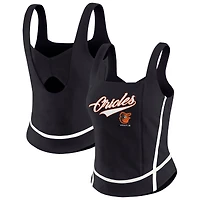 Débardeur à col carré noir Baltimore Orioles pour femme WEAR by Erin Andrews