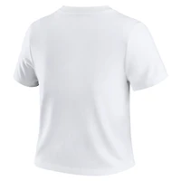 Women's WEAR by Erin Andrews  White Baltimore Orioles Distressed Cropped Baby T-Shirt