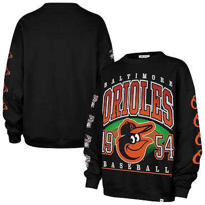 Women's '47  Black Baltimore Orioles Trendy Team Go Big Oversized Sweatshirt