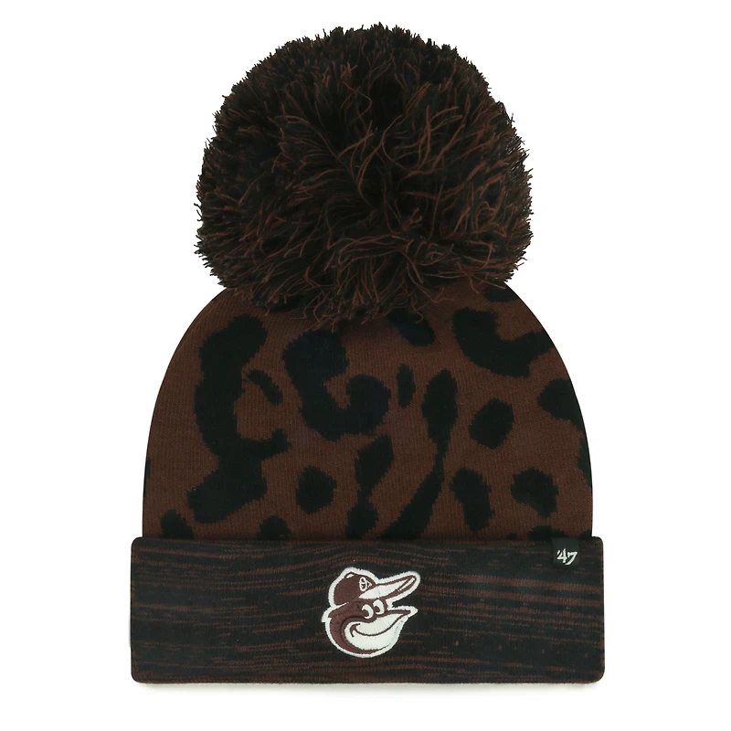 Bonnet en tricot à revers avec pompon et rosette des Orioles de Baltimore marron '47 pour femme