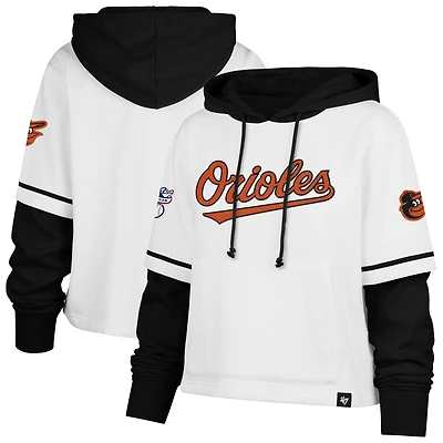 Sweat à capuche court blanc '47 Baltimore Orioles Trifecta Shortstop pour femme