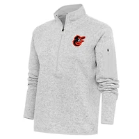 Veste à enfiler glissière quart de tour avec logo Fortune des Baltimore Orioles pour femme, gris chiné, Antigua