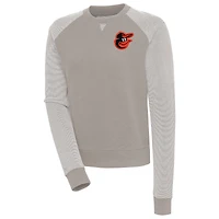 Sweat-shirt à enfiler tri-blend pour femme Antigua Oatmeal/White Baltimore Orioles Flier Bunker
