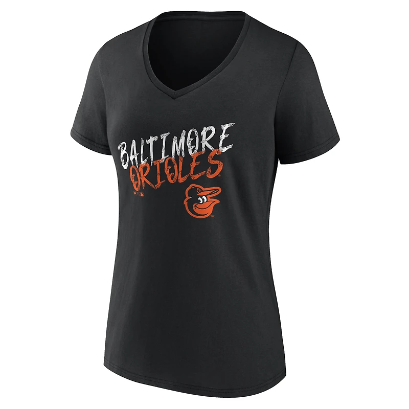 Women's Black Baltimore Orioles Hustle Personalized Name & Number V-Neck T-Shirt
