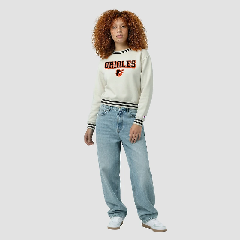 Women's Champion Cream Baltimore Orioles Reverse Weave Sweatshirt