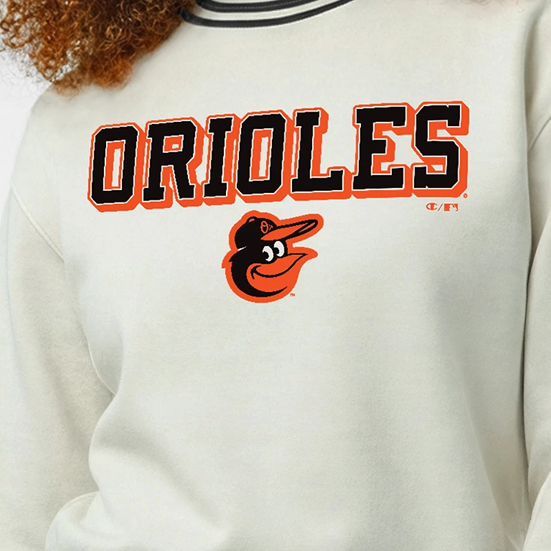 Women's Champion Cream Baltimore Orioles Reverse Weave Sweatshirt