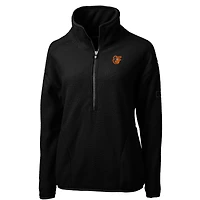 Women's Cutter & Buck Black Baltimore Orioles Cascade Eco Sherpa Fleece Quarter-Zip Pullover Jacket