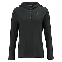Women's Cutter & Buck Black Baltimore Orioles City Connect Coastline Epic Comfort Eco Recycled Hoodie Raglan Long Sleeve T-Shirt