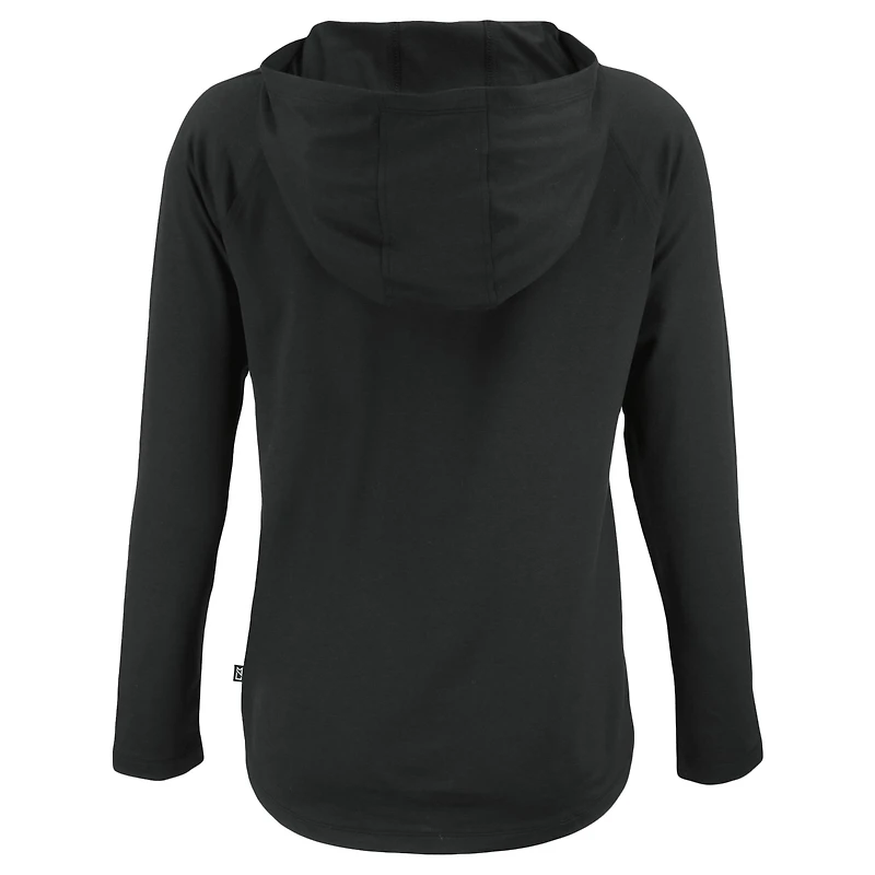 Women's Cutter & Buck Black Baltimore Orioles City Connect Coastline Epic Comfort Eco Recycled Hoodie Raglan Long Sleeve T-Shirt