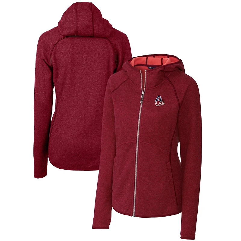 Women's Cutter & Buck Cardinal Baltimore Orioles Americana Logo Mainsail Sweater-Knit Full-Zip Hoodie