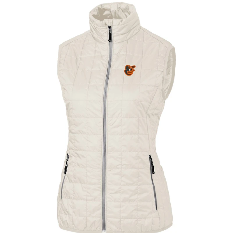 Women's Cutter & Buck Cream Baltimore Orioles Rainier PrimaLoft Eco Full-Zip Puffer Vest