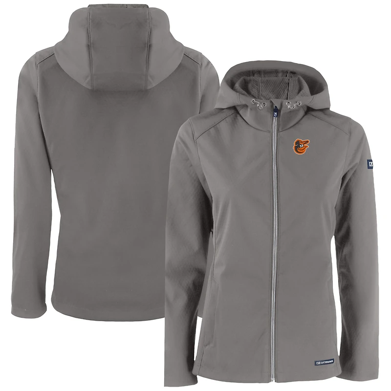 Women's Cutter & Buck  Gray Baltimore Orioles Evoke Eco Softshell Recycled Full-Zip Jacket