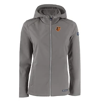 Women's Cutter & Buck  Gray Baltimore Orioles Evoke Eco Softshell Recycled Full-Zip Jacket