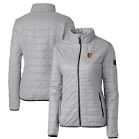 Women's Cutter & Buck Gray Baltimore Orioles Rainier PrimaLoft Eco Full-Zip Puffer Jacket