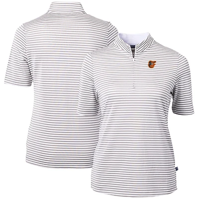 Women's Cutter & Buck  Gray Baltimore Orioles Virtue Eco Pique Stripe Top