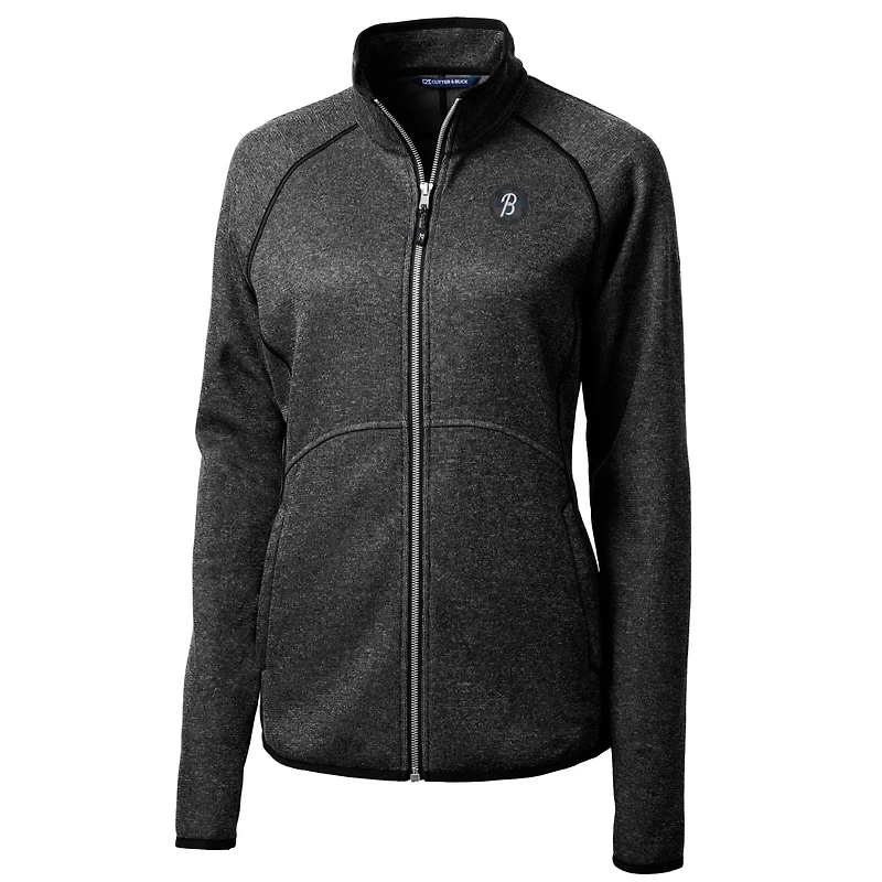 Women's Cutter & Buck Heather Charcoal Baltimore Orioles City Connect Mainsail Sweater-Knit Full-Zip Jacket