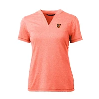 Women's Cutter & Buck Heather Orange Baltimore Orioles DryTec Forge Stretch V-Neck Blade Top