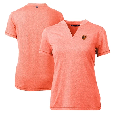Haut Blade à col en V extensible DryTec Forge, orange chiné, pour femme, de la marque Cutter & Buck, aux couleurs des Orioles Baltimore.