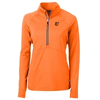 Women's Cutter & Buck Orange Baltimore Orioles Adapt Eco Knit Stretch Recycled Half-Zip Pullover Top