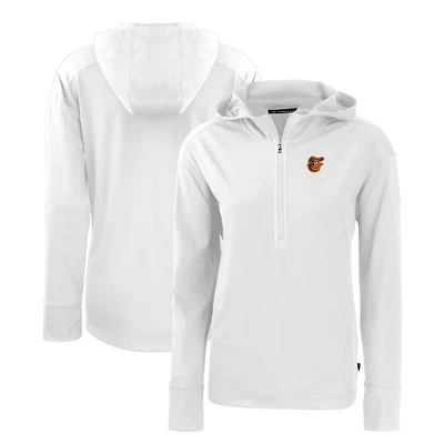 Sweat à capuche demi-zip écologique recyclé Daybreak des Baltimore Orioles pour femme Cutter & Buck blanc