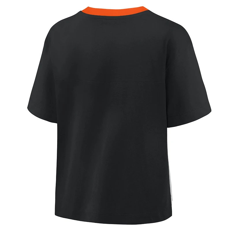 T-shirt surdimensionné à col en V Fanatics pour femme Baltimore Orioles noir/graphite Race To Win