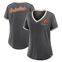 Women's Fanatics Black Baltimore Orioles Binge Worthy Stadium Slub V-Neck T-Shirt
