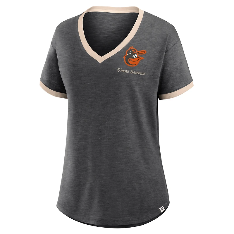 Women's Fanatics Black Baltimore Orioles Binge Worthy Stadium Slub V-Neck T-Shirt
