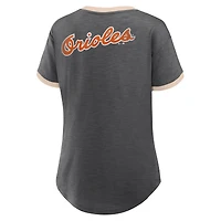 Women's Fanatics Black Baltimore Orioles Binge Worthy Stadium Slub V-Neck T-Shirt