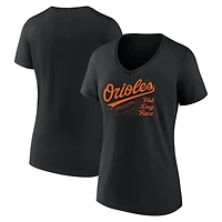 T-shirt noir à col en V Fanatics pour femmes Orioles de Baltimore Hot Dog Race
