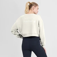 Women's Fanatics Cream Baltimore Orioles Studio Cropped Pullover Sweatshirt