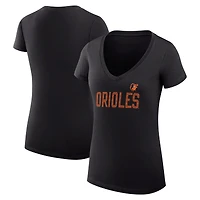 Women's G-III 4Her by Carl Banks Black Baltimore Orioles Super-Slim Fit Lightweight Dot Print V-Neck T-Shirt