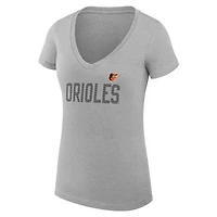 Women's G-III 4Her by Carl Banks Gray Baltimore Orioles Super-Slim Fit Lightweight Dot Print V-Neck T-Shirt