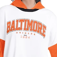 Women's G-III 4Her by Carl Banks  White/Orange Baltimore Orioles Key Player Oversized Hooded Long Sleeve T-Shirt