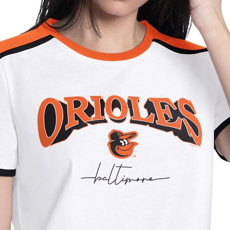 Women's G-III 4Her by Carl Banks White Baltimore Orioles First Lane Fashion T-Shirt