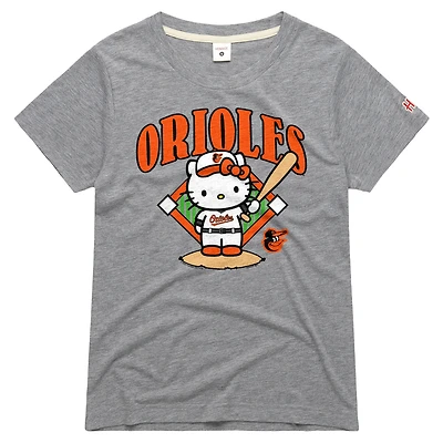 Women's Homage  Gray Baltimore Orioles Hello Kitty x MLB Tri-Blend T-Shirt