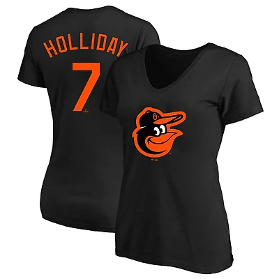 Women's Jackson Holliday Black Baltimore Orioles Plus Name & Number V-Neck T-Shirt