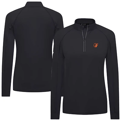 Women's Levelwear Black Baltimore Orioles Kinetic Insignia 2.0 Raglan Quarter-Zip Top