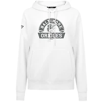 Women's Levelwear White Baltimore Orioles Adorn Banner Arch Pullover Hoodie