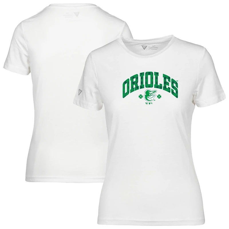 Women's Levelwear White Baltimore Orioles St. Patrick's Day Maddox Plaid T-Shirt