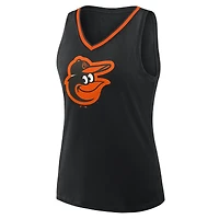 Women's Logo Athletic Black Baltimore Orioles Stellar Win V-Neck Tank Top