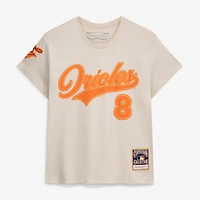 Women's Mitchell & Ness Cal Ripken Jr. Cream Baltimore Orioles Cooperstown Name Number Throwback T-Shirt