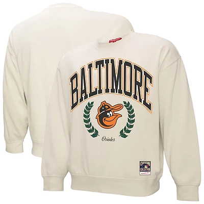 Women's Mitchell & Ness Cream Baltimore Orioles Cooperstown Collection Laurel Pullover Sweatshirt